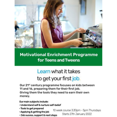 Motivational Enrichment Programme for Teens and Tweens - 10-week Course (Thursdays)